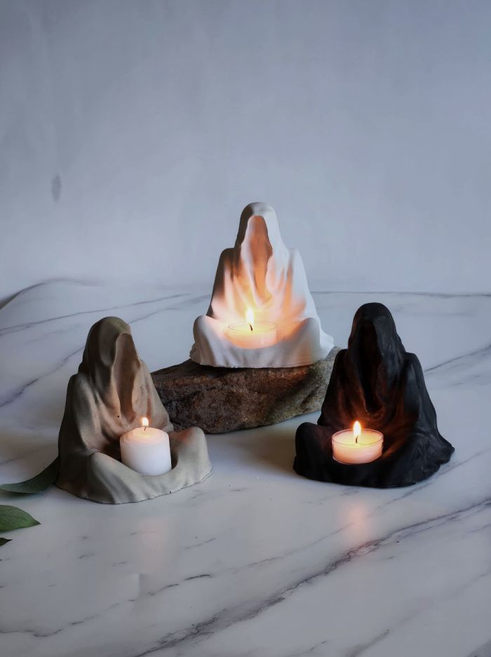 The Cloak in White- Tea Light Candle Holder