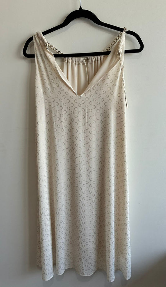 Michael Kors Cream Circle Print Chain-Strap Shift Dress – Size L