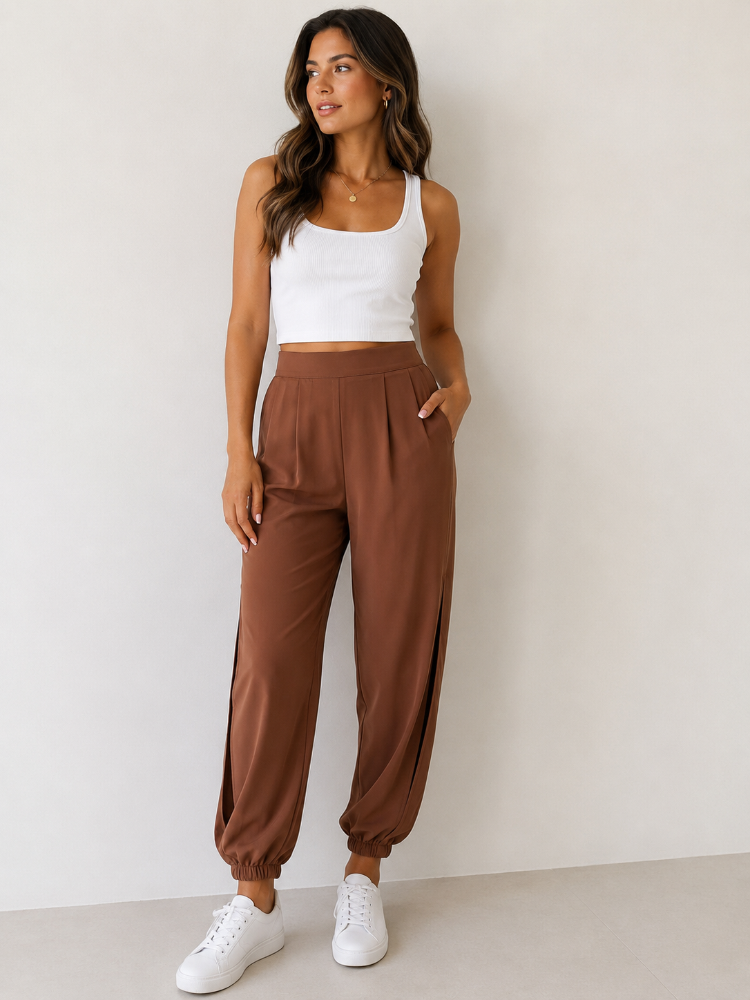 Boohoo caramel jogger trousers