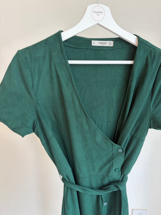 Green Wrap-Style Mini Dress – Mango