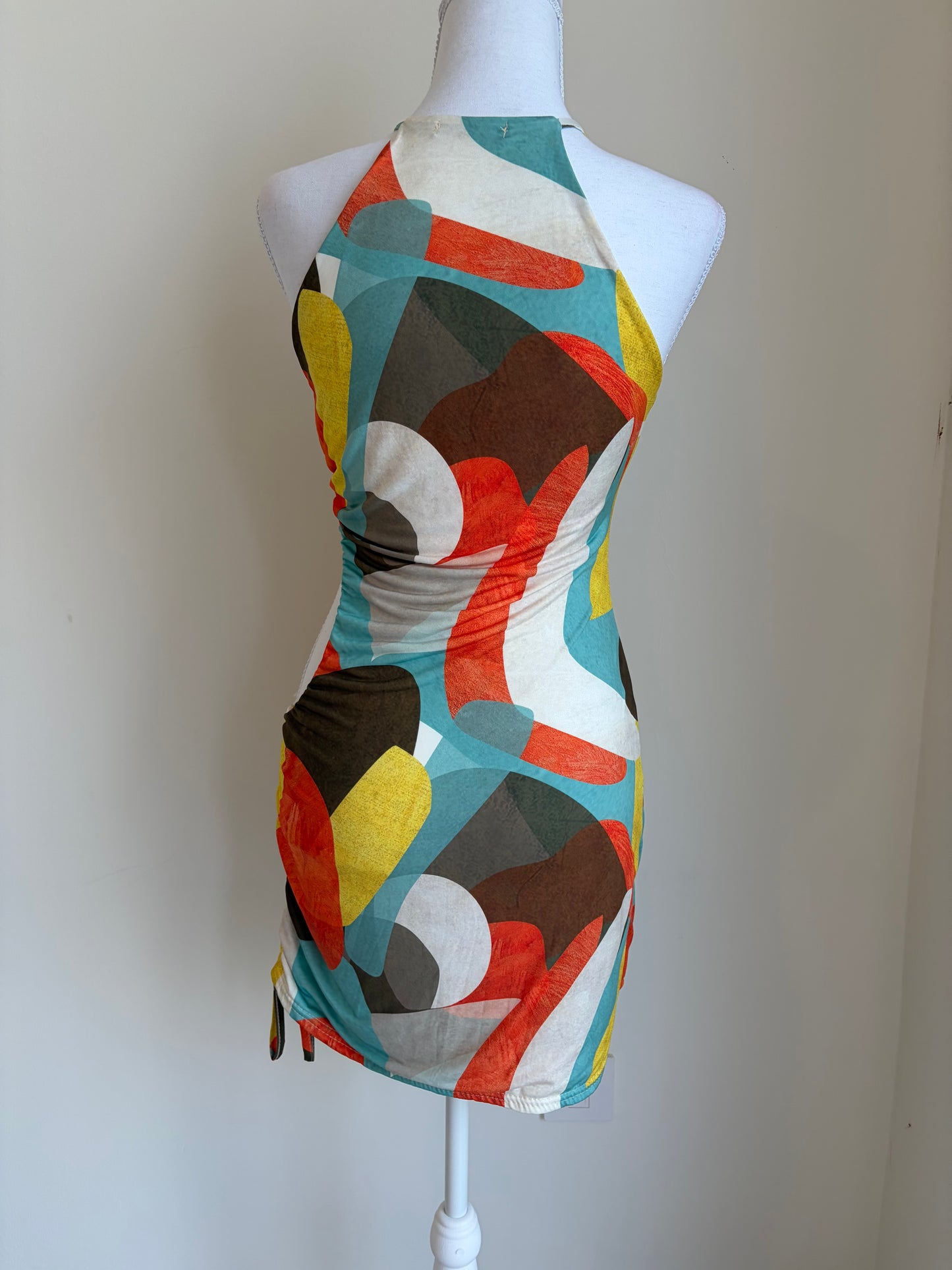 PrettyLittleThing Abstract Halter Mini Dress