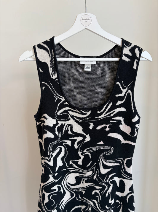 Black & White Abstract Print Bodycon Dress