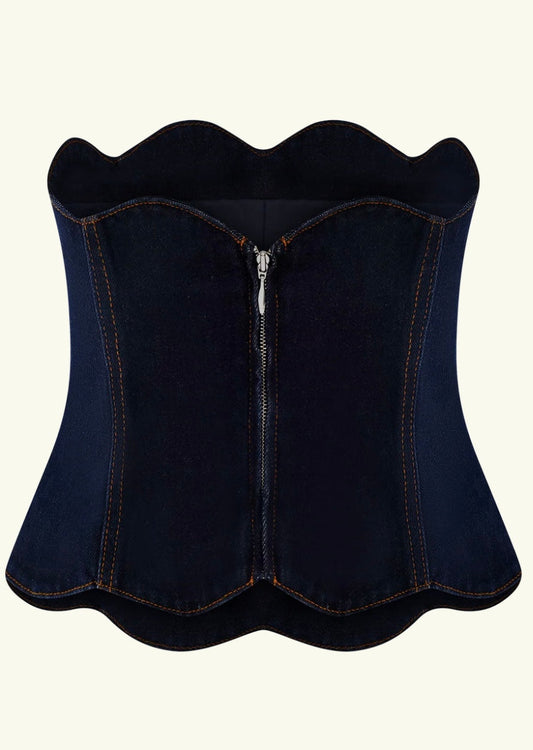 Strapless scallop top