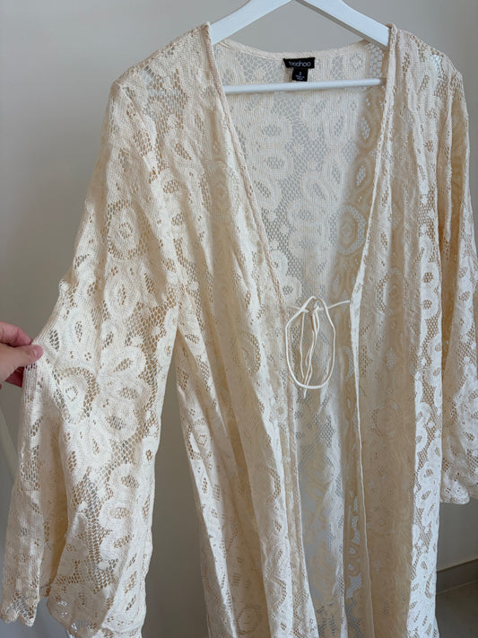 Cream Lace Kimono Cover-Up – Boohoo