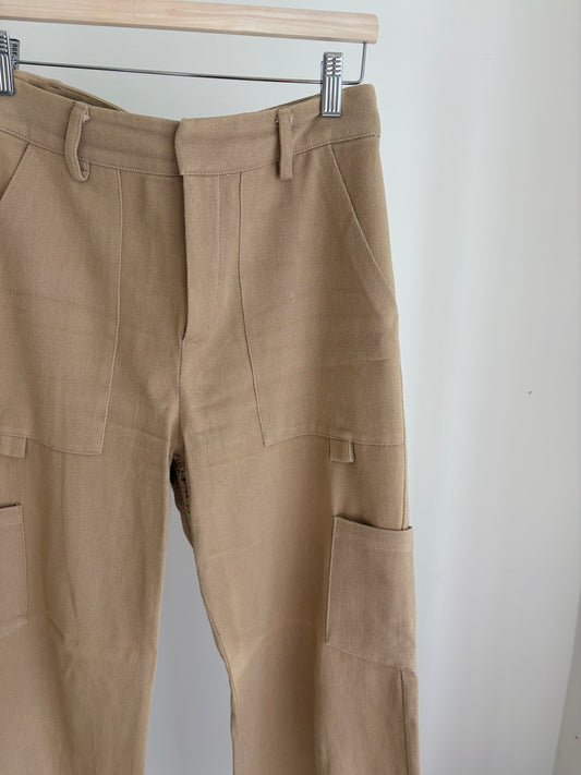 Beige Wide-Leg Cargo Pants – Utility Style