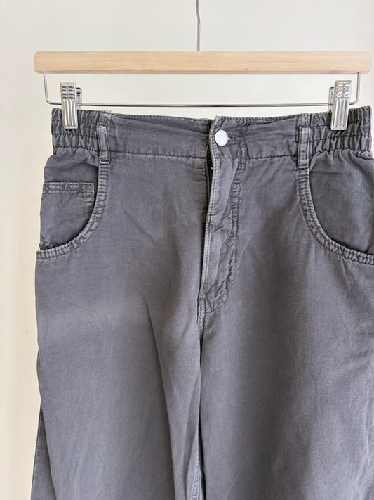 Grey Elastic Waist Casual Trousers