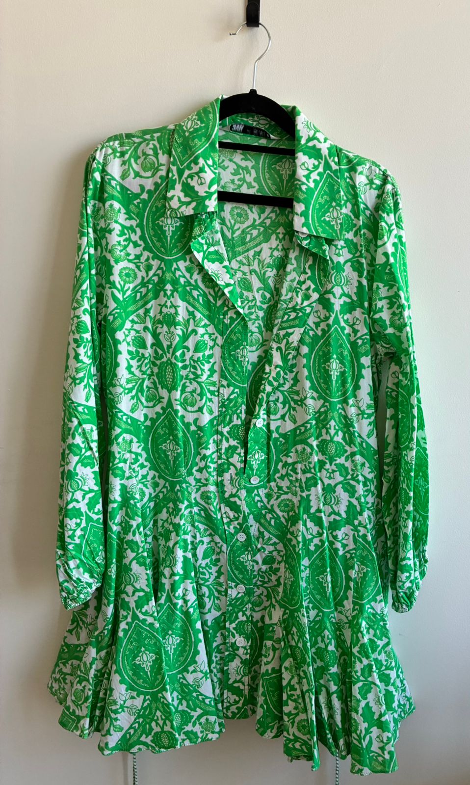 Zara Green Print Shirt Dress
