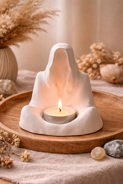 The Cloak in White- Tea Light Candle Holder