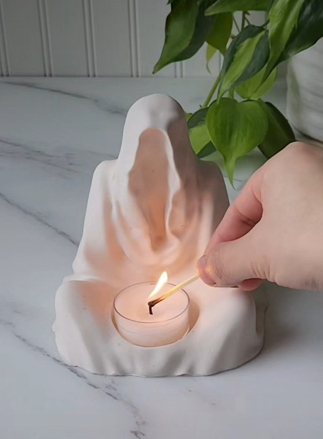 The Cloak in White- Tea Light Candle Holder