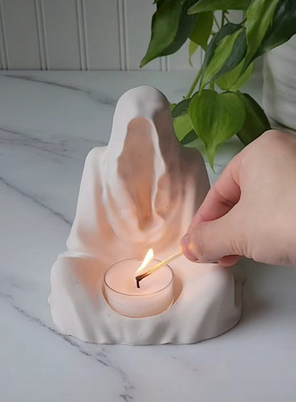 The Cloak in White- Tea Light Candle Holder