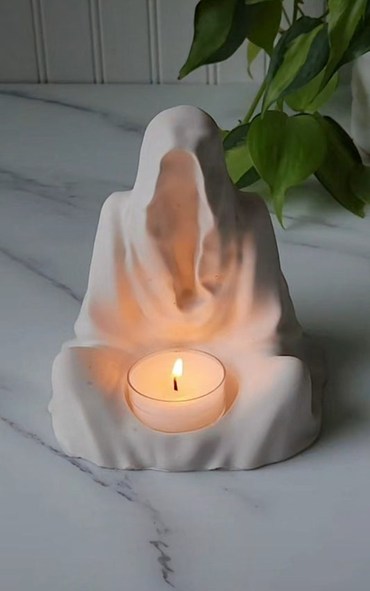 The Cloak in White- Tea Light Candle Holder