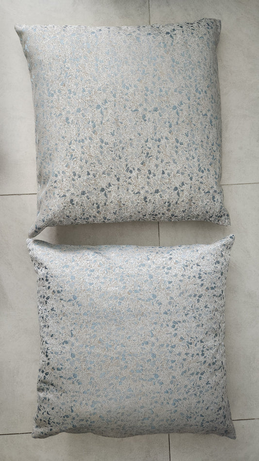 KnowHome Silver & Blue Decorative Cushion Covers (Set of 2)