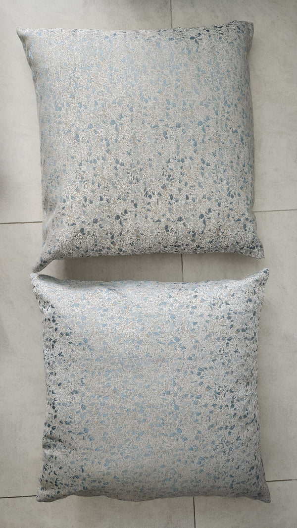 KnowHome Silver & Blue Decorative Cushion Covers (Set of 2)