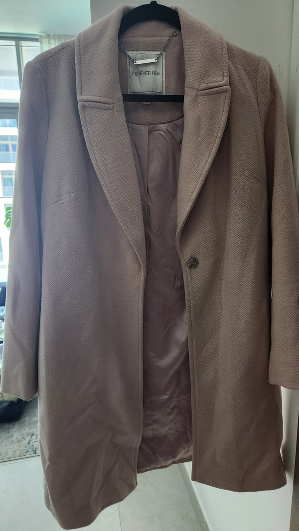 Forever New Single-Breasted Coat - Blush Pink - Size AU 8