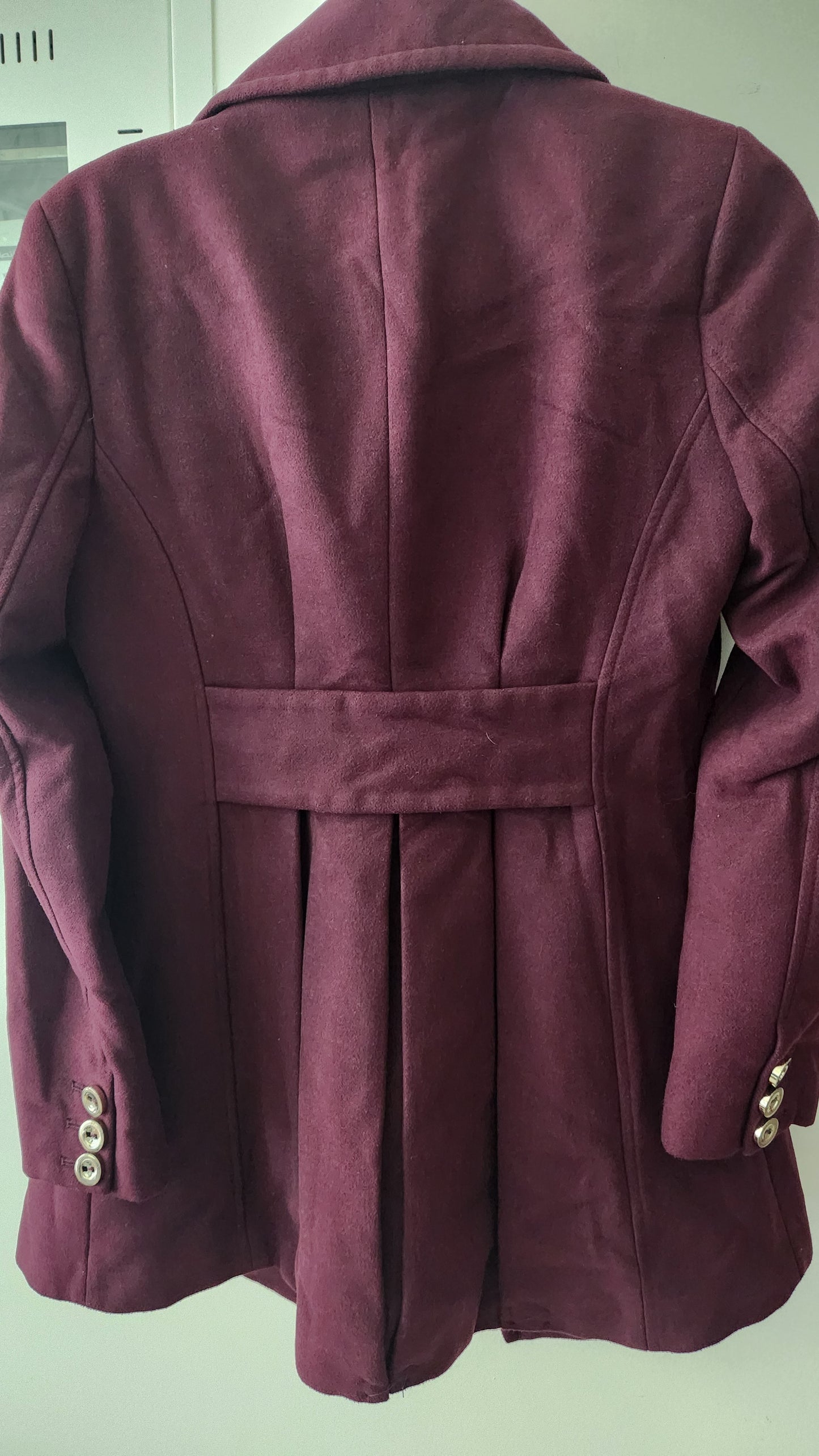 Forever New Double-Breasted Coat - Burgundy - Size AU 8