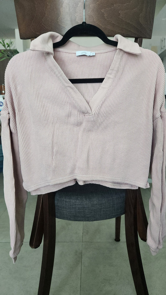 Onia Waffle Knit Lounge Set – Soft Pink (Top Small / Pants Medium)
