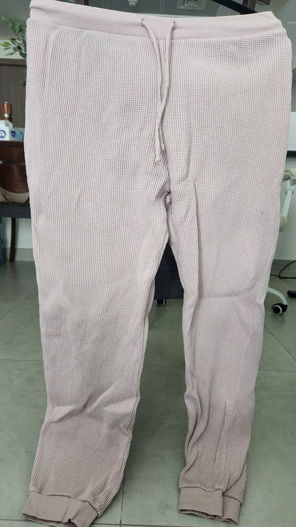 Onia Waffle Knit Lounge Set – Soft Pink (Top Small / Pants Medium)