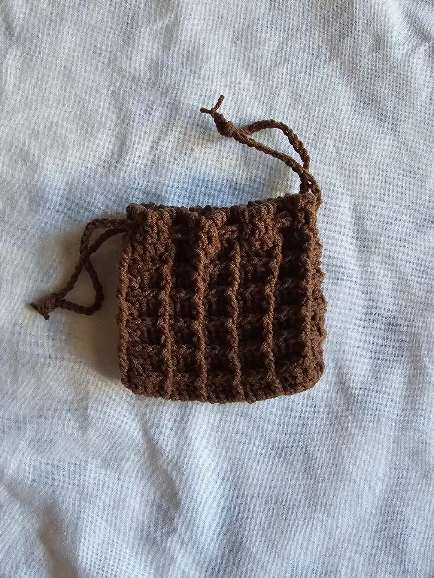 Waffle drawstring pouch (Brown)