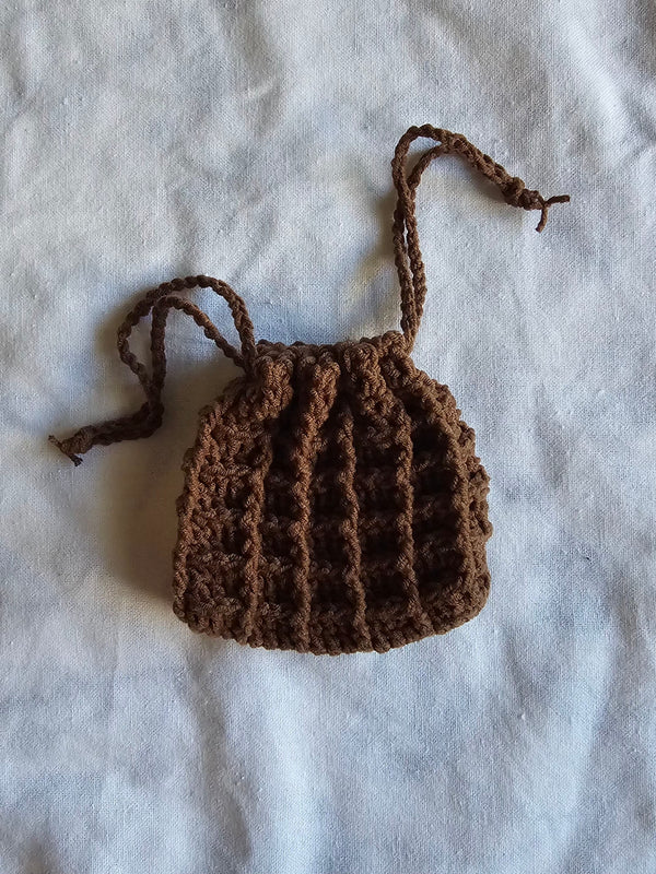 Waffle drawstring pouch (Brown)