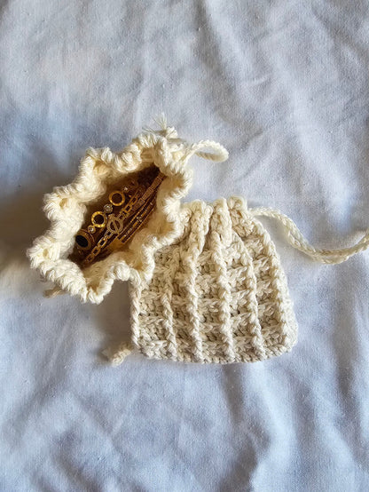 Waffle drawstring pouch (White)