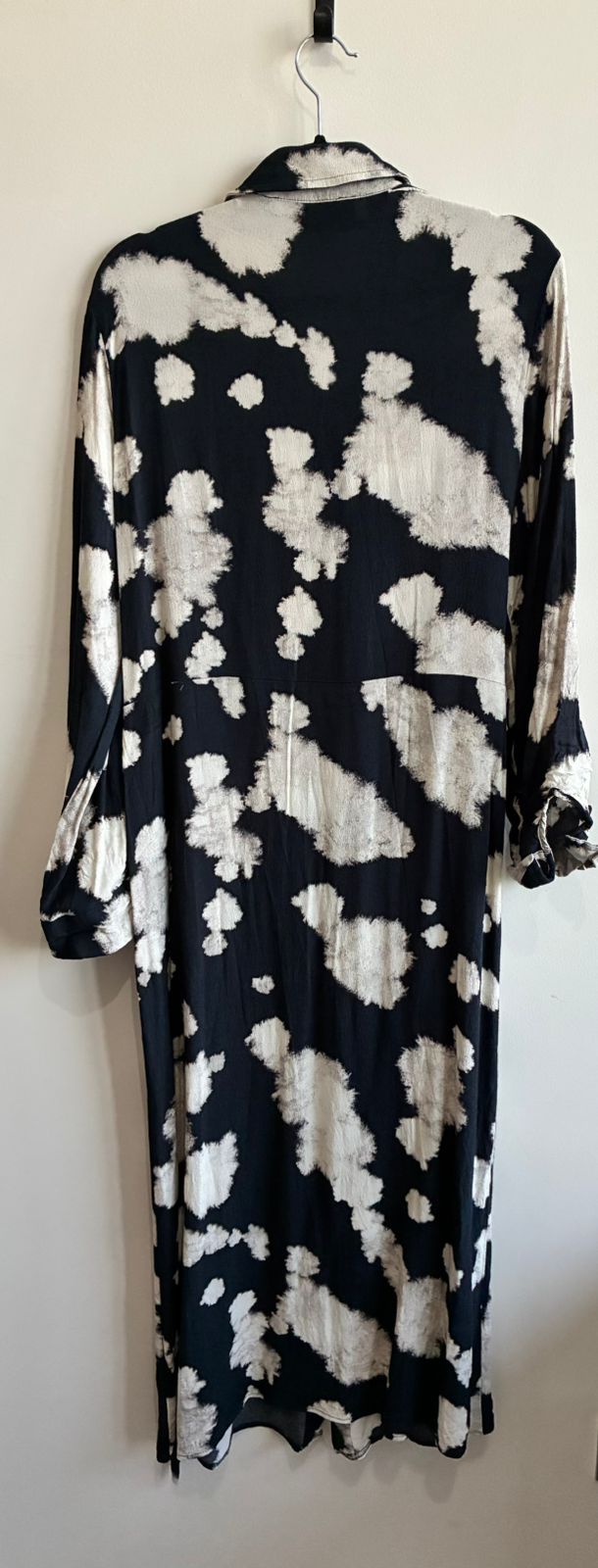 Primark Black & White Abstract Ink-Blot Maxi Shirt Dress – UK 12
