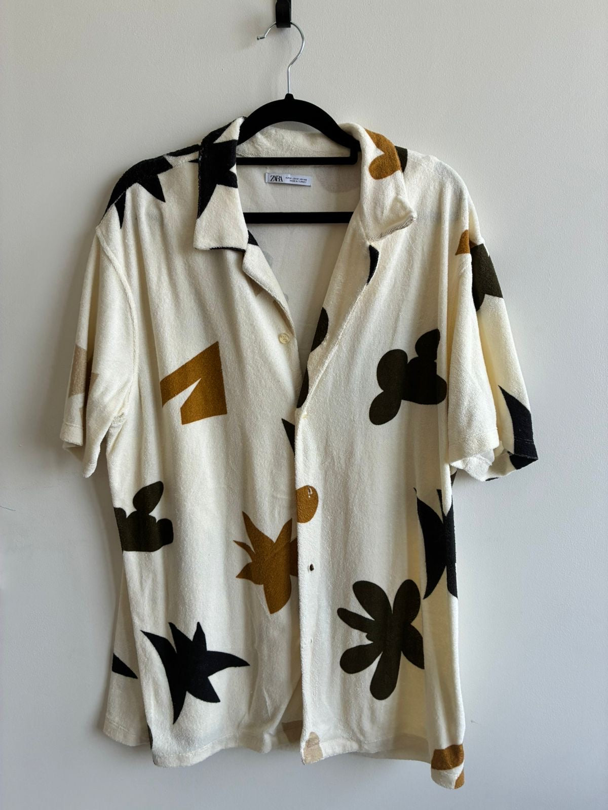 Zara Terry Cloth Cuban Collar Shirt