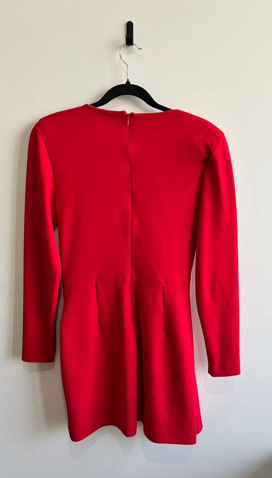 Zara Red Draped V-Neck Long Sleeve Mini Dress – Size L