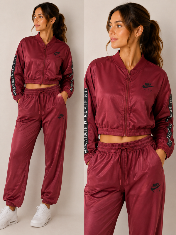 Nike Air Satin Tracksuit – Maroon (Jacket & Pants Set)