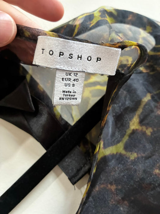 Sheer Leopard Puff Sleeve Blouse with Ribbon Ties Brand