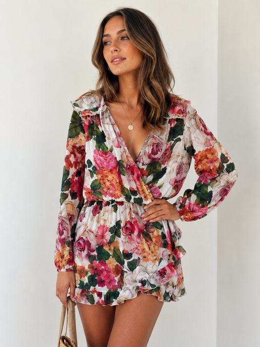 Floral Ruffle Mini Dress – Size UK 10