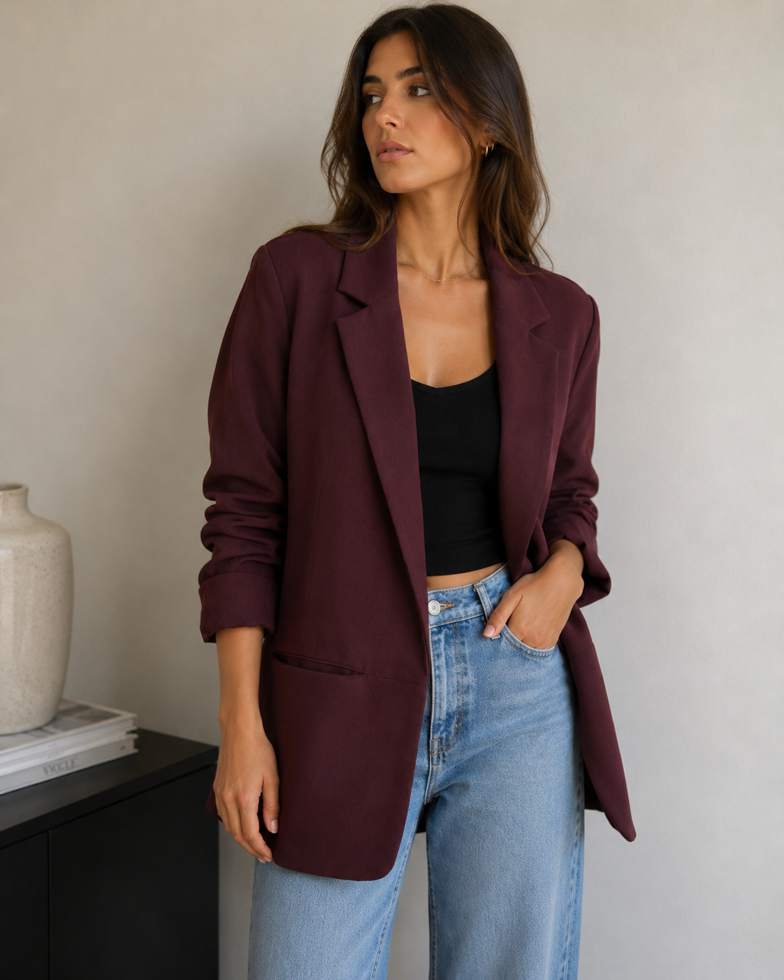 Burgundy Tailored Blazer