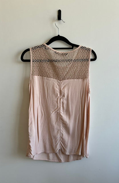 Zara Basic Blush Pink Crochet Lace Top