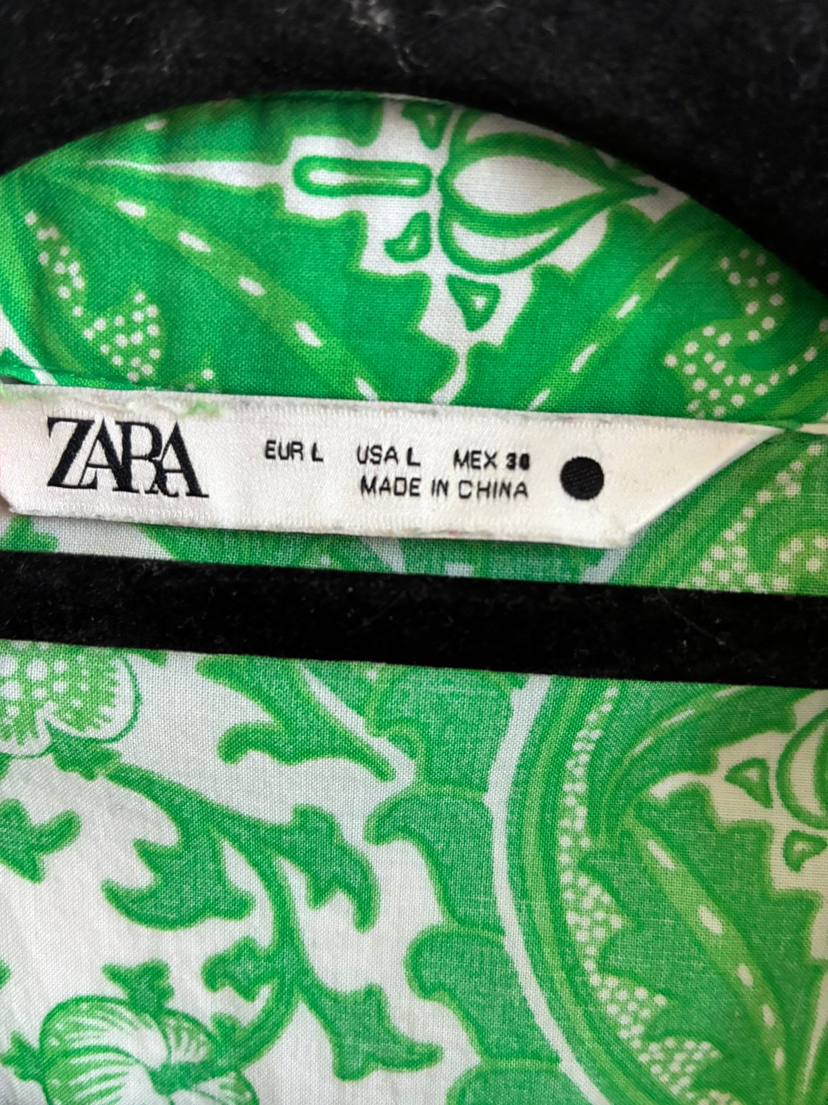 Zara Green Print Shirt Dress