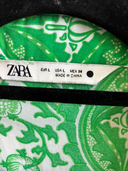 Zara Green Print Shirt Dress