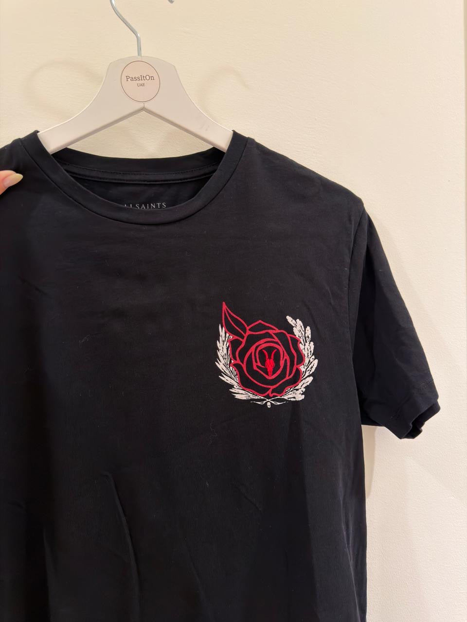 All saints black top with rose