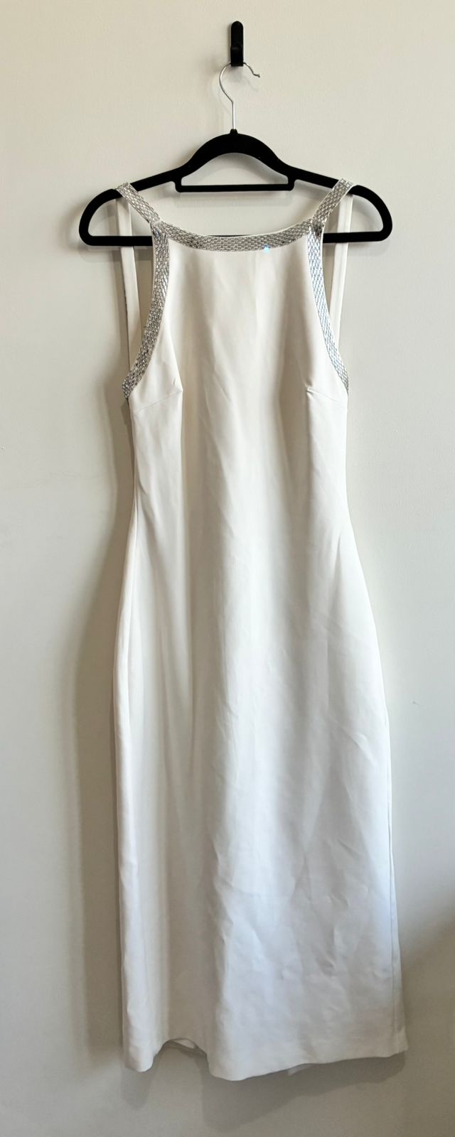 Zara White Rhinestone Crystal Strap Midi Dress – Size M