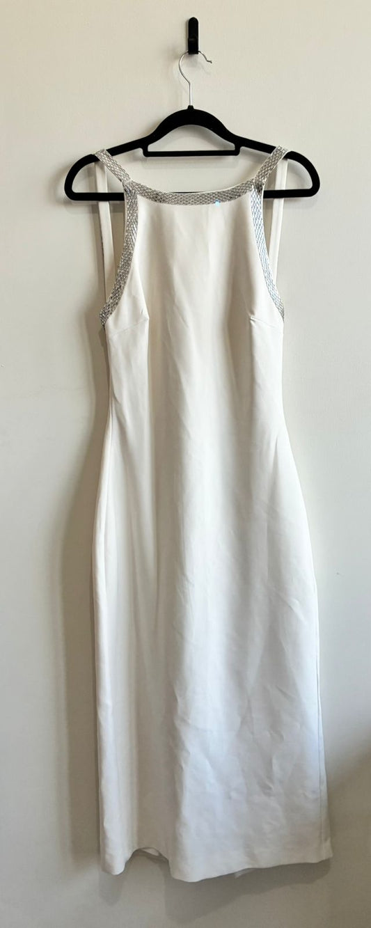 Zara White Rhinestone Crystal Strap Midi Dress – Size M