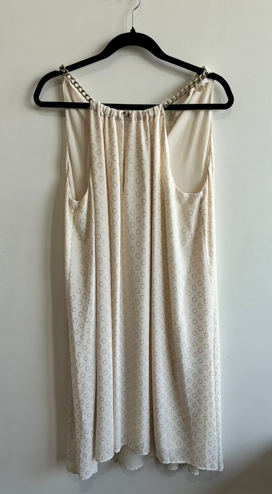 Michael Kors Cream Circle Print Chain-Strap Shift Dress – Size L