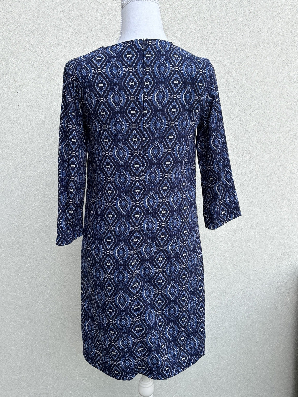 Esprit Blue Geometric Print Shift Dress – UK 8
