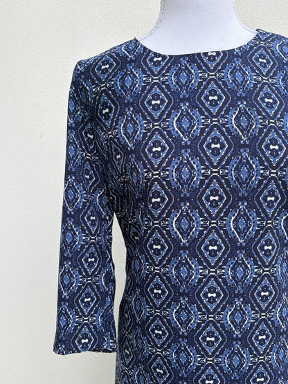 Esprit Blue Geometric Print Shift Dress – UK 8