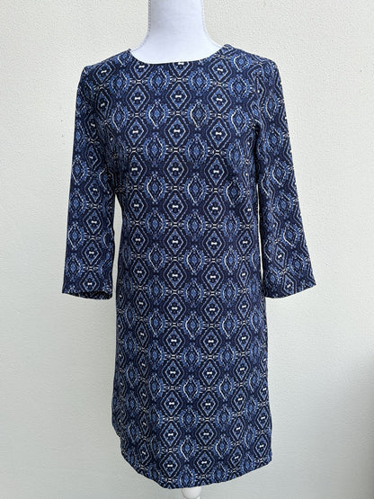 Esprit Blue Geometric Print Shift Dress – UK 8