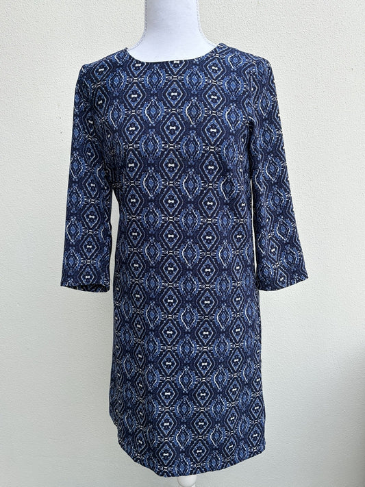 Esprit Blue Geometric Print Shift Dress – UK 8