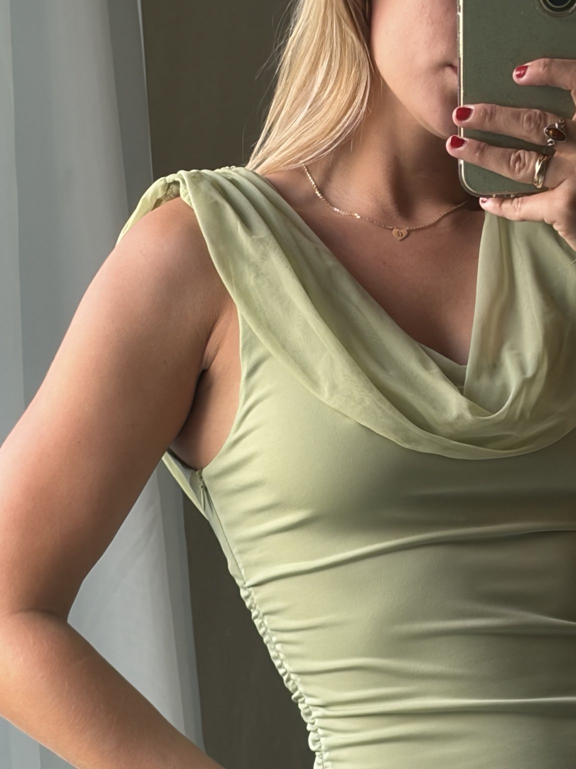 ZARA Draped Neck Maxi Dress – Sage Green