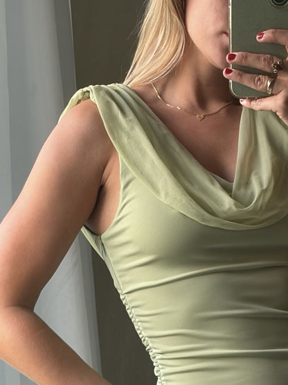ZARA Draped Neck Maxi Dress – Sage Green