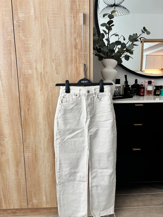 White Denim Stradivarius Midi Skirt