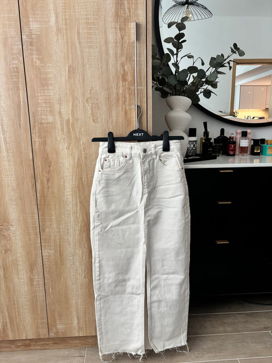 White Denim Stradivarius Midi Skirt
