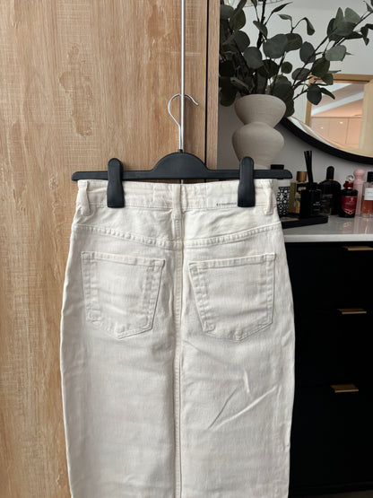 White Denim Stradivarius Midi Skirt