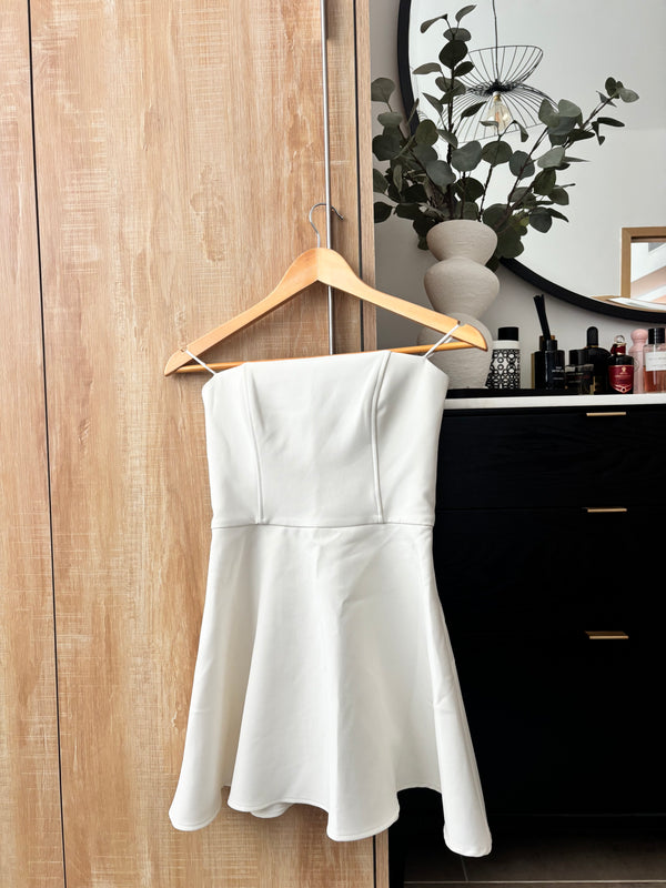 White Zara strapless skater mini dress