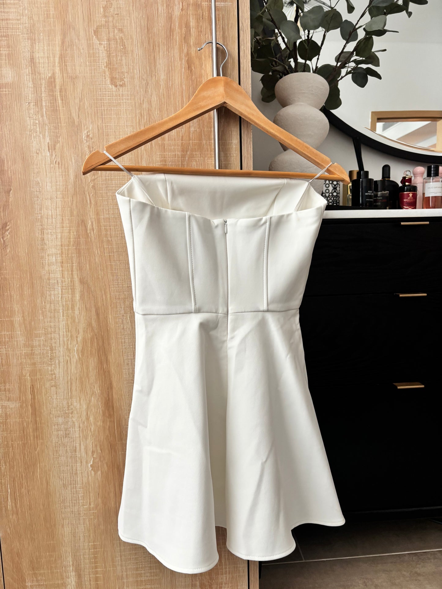 White Zara strapless skater mini dress