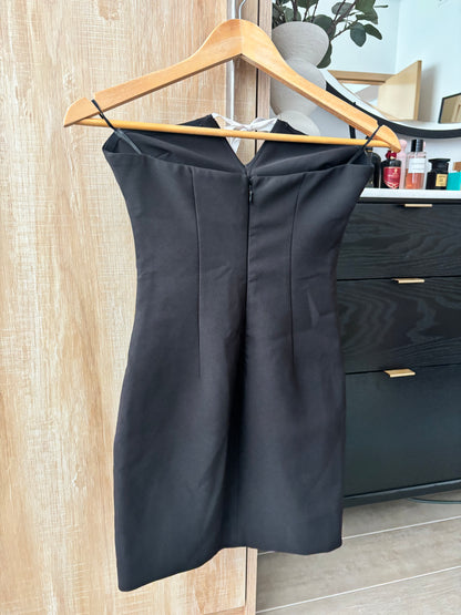 Zara black mini strapless dress